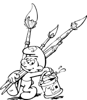 A coloring page of the smurfs